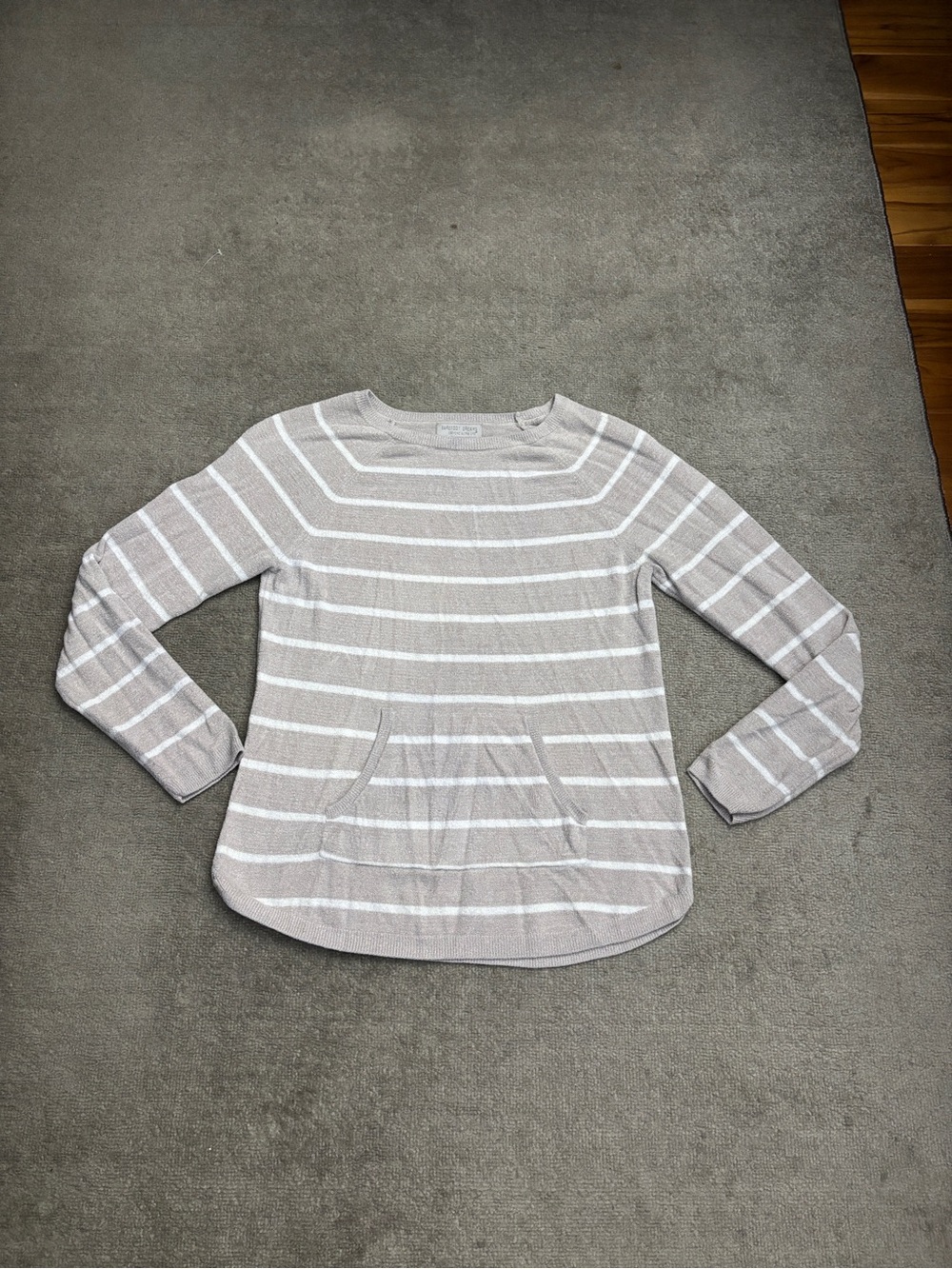 Barefoot Dreams CozyChic Lite Striped Raglan Pullover Tan